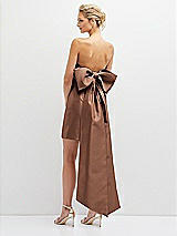Rear View Thumbnail - Cognac Strapless Satin Column Mini Dress with Oversized Bow