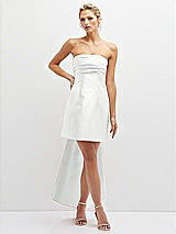Front View Thumbnail - White Strapless Satin Column Mini Dress with Oversized Bow