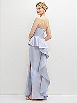 Rear View Thumbnail - Silver Dove Strapless Satin Maxi Dress with Cascade Ruffle Peplum Detail