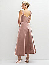 Rear View Thumbnail - Neu Nude Square Neck Satin Midi Dress with Full Skirt & Pockets