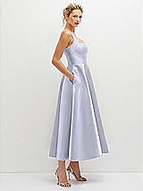 Side View Thumbnail - Silver Dove Square Neck Satin Midi Dress with Full Skirt & Pockets