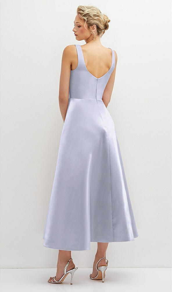 Back View - Silver Dove Square Neck Satin Midi Dress with Full Skirt & Pockets