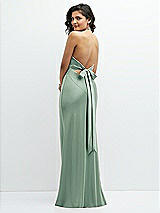 Rear View Thumbnail - Seagrass Plunge Halter Open-Back Maxi Bias Dress with Low Tie Back
