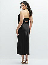 Alt View 3 Thumbnail - Black Strapless Midi Bias Column Dress with Peek-a-Boo Corset Back