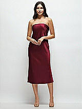 Front View Thumbnail - Cabernet Strapless Midi Bias Column Dress with Peek-a-Boo Corset Back