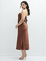 Alt View 2 Thumbnail - Cognac Strapless Midi Bias Column Dress with Peek-a-Boo Corset Back