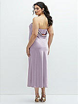 Alt View 3 Thumbnail - Lilac Haze Strapless Midi Bias Column Dress with Peek-a-Boo Corset Back