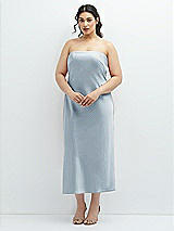 Alt View 1 Thumbnail - Mist Strapless Midi Bias Column Dress with Peek-a-Boo Corset Back