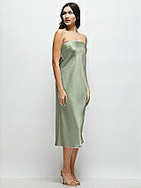 Side View Thumbnail - Sage Strapless Midi Bias Column Dress with Peek-a-Boo Corset Back