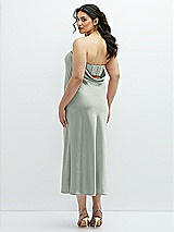 Alt View 3 Thumbnail - Willow Green Strapless Midi Bias Column Dress with Peek-a-Boo Corset Back