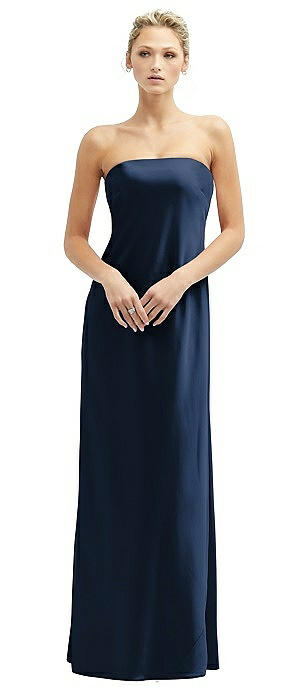 Strapless Maxi Bias Column Dress with Peek-a-Boo Corset Back