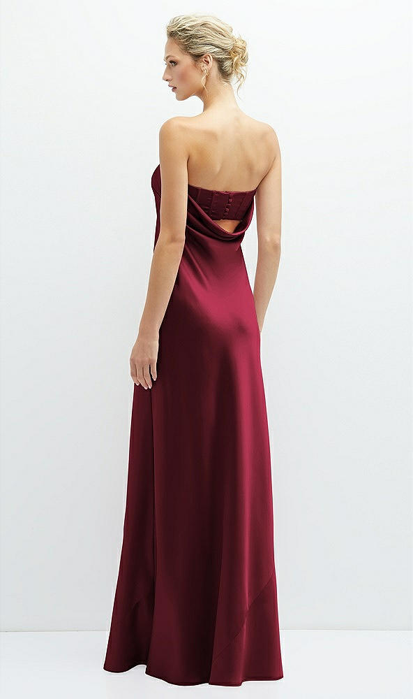 Back View - Cabernet Strapless Maxi Bias Column Dress with Peek-a-Boo Corset Back
