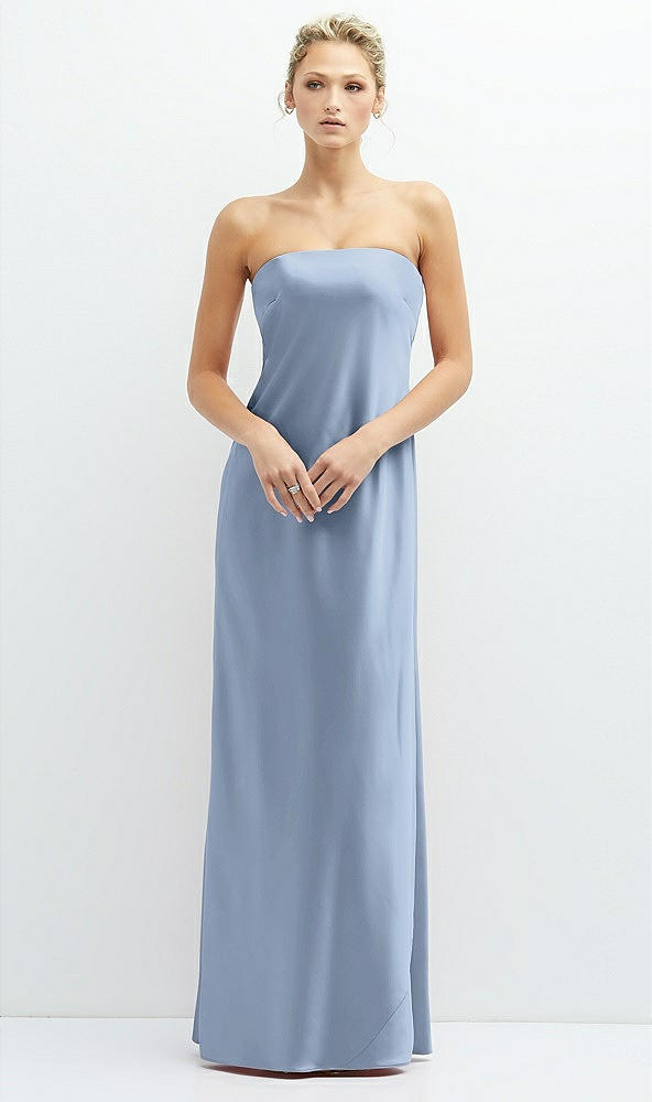 Front View - Cloudy Strapless Maxi Bias Column Dress with Peek-a-Boo Corset Back