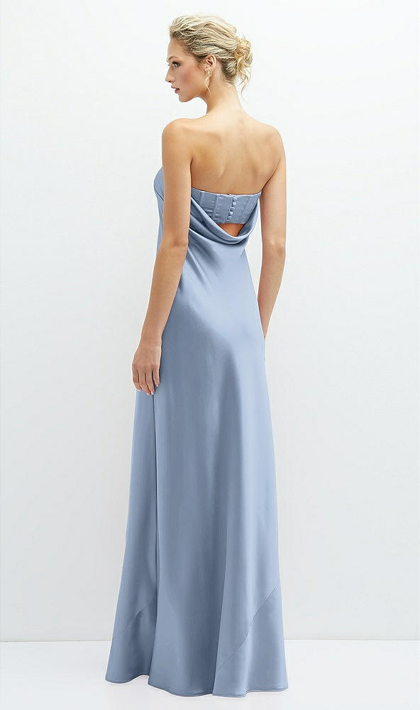 Back View - Cloudy Strapless Maxi Bias Column Dress with Peek-a-Boo Corset Back