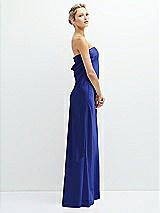 Side View Thumbnail - Cobalt Blue Strapless Maxi Bias Column Dress with Peek-a-Boo Corset Back