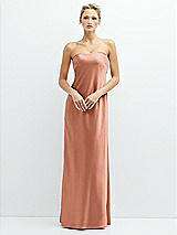 Front View Thumbnail - Copper Penny Strapless Maxi Bias Column Dress with Peek-a-Boo Corset Back