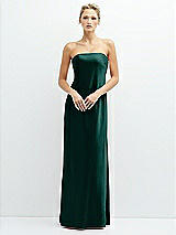 Front View Thumbnail - Evergreen Strapless Maxi Bias Column Dress with Peek-a-Boo Corset Back