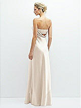 Rear View Thumbnail - Oat Strapless Maxi Bias Column Dress with Peek-a-Boo Corset Back