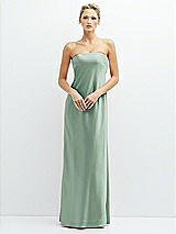 Front View Thumbnail - Seagrass Strapless Maxi Bias Column Dress with Peek-a-Boo Corset Back
