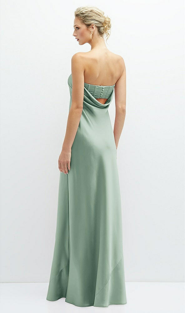Back View - Seagrass Strapless Maxi Bias Column Dress with Peek-a-Boo Corset Back