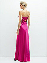 Rear View Thumbnail - Think Pink Strapless Maxi Bias Column Dress with Peek-a-Boo Corset Back