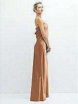 Side View Thumbnail - Toffee Strapless Maxi Bias Column Dress with Peek-a-Boo Corset Back