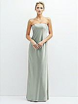 Front View Thumbnail - Willow Green Strapless Maxi Bias Column Dress with Peek-a-Boo Corset Back