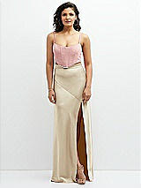Front View Thumbnail - Champagne Satin Mix-and-Match High Waist Seamed Bias Skirt