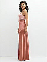 Side View Thumbnail - Desert Rose Satin Mix-and-Match High Waist Seamed Bias Skirt