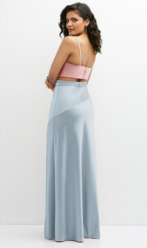 Back View - Mist Satin Mix-and-Match High Waist Seamed Bias Skirt