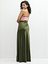 Rear View Thumbnail - Olive Green Satin Mix-and-Match High Waist Seamed Bias Skirt