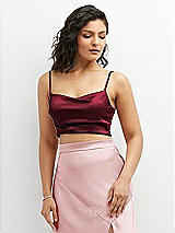 Front View Thumbnail - Cabernet Satin Mix-and-Match Draped Midriff Top