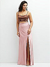 Alt View 1 Thumbnail - Cognac Satin Mix-and-Match Draped Midriff Top