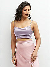 Front View Thumbnail - Lilac Haze Satin Mix-and-Match Draped Midriff Top
