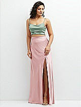 Alt View 1 Thumbnail - Seagrass Satin Mix-and-Match Draped Midriff Top