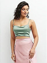 Front View Thumbnail - Seagrass Satin Mix-and-Match Draped Midriff Top
