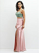 Side View Thumbnail - Seagrass Satin Mix-and-Match Draped Midriff Top