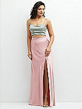 Alt View 1 Thumbnail - Willow Green Satin Mix-and-Match Draped Midriff Top