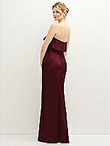Rear View Thumbnail - Cabernet Soft Ruffle Cuff Strapless Trumpet Dress with Front Slit