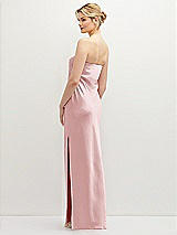 Rear View Thumbnail - Ballet Pink Strapless Pull-On Satin Column Dress with Side Seam Slit