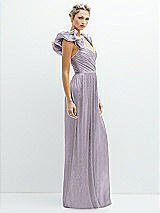 Alt View 2 Thumbnail - Metallic Lilac Haze Dramatic Ruffle Edge Convertible Strap Metallic Pleated Maxi Dress
