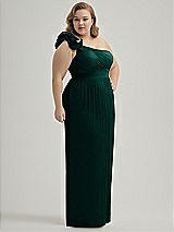 Alt View 2 Thumbnail - Metallic Evergreen Dramatic Ruffle Edge One-Shoulder Metallic Pleated Maxi Dress