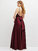 Rear View Thumbnail - Cabernet Adjustable Sash Tie Back Satin Maxi Dress with Full Skirt