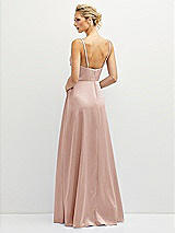 Rear View Thumbnail - Toasted Sugar Vertical Ruched Bodice Satin Maxi Dress with Full Skirt