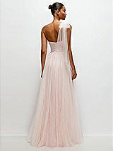 Rear View Thumbnail - Ballet Pink Scarf Tie One-Shoulder Tulle Maxi Dress with Full Skirt