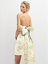 Alt View 1 Thumbnail - Butter Yellow Floral Floral Strapless Satin Column Mini Dress with Oversized Bow