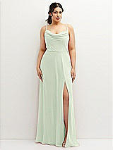 Front View Thumbnail - Mint Green Soft Cowl-Neck A-Line Maxi Dress with Adjustable Straps