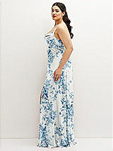Side View Thumbnail - Cottage Rose Dusk Blue Soft Cowl-Neck A-Line Maxi Dress with Adjustable Straps