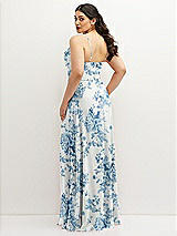 Rear View Thumbnail - Cottage Rose Dusk Blue Soft Cowl-Neck A-Line Maxi Dress with Adjustable Straps