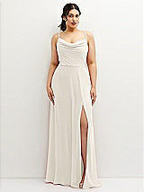 Front View Thumbnail - Ivory Soft Cowl-Neck A-Line Maxi Dress with Adjustable Straps
